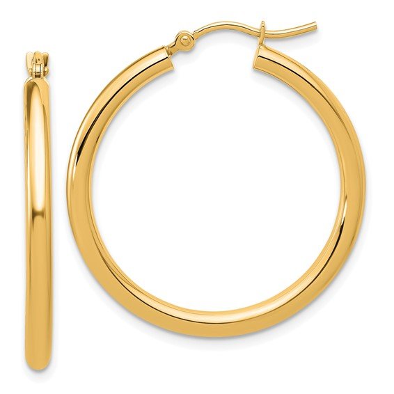 14k Polished 2.5mm Lightweight Tube Hoop Earrings - Walter Bauman Jewelers