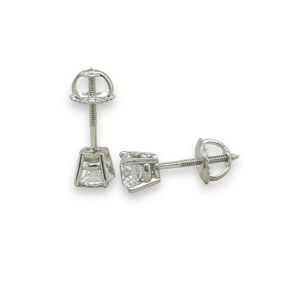 14K W Gold 1.00ctw E/VS1 Lab-Created Diamond Stud Earrings with Screw Backs - Walter Bauman Jewelers
