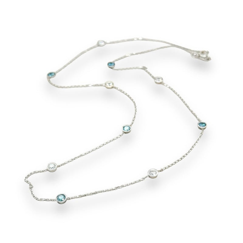 14K W Gold 1.00ctw H-I/SI2-I1 Blue & White Diamonds By The Yard Necklace - Walter Bauman Jewelers