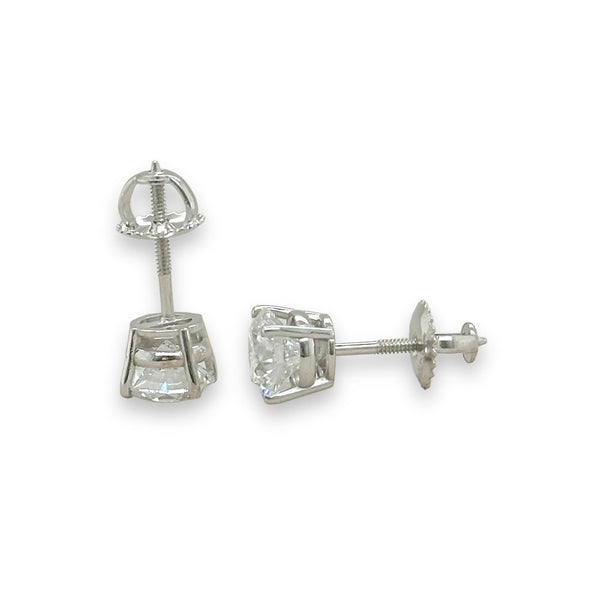 14K W Gold 1.50ctw E/VS1 Lab-Created Diamond Stud Earrings with Screw Backs - Walter Bauman Jewelers