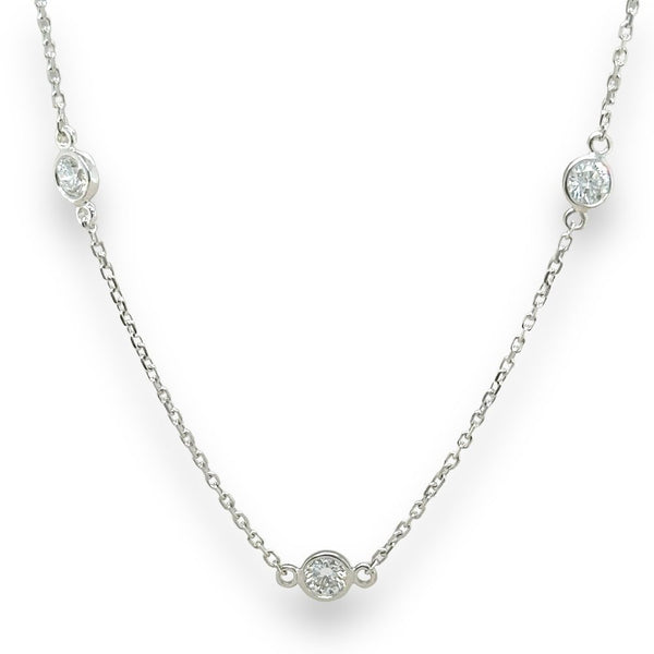 14K W Gold 19" 1.20ctw E/VS1 5 Lab Created Diamond Necklace - Walter Bauman Jewelers