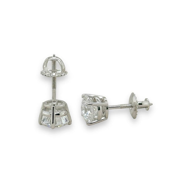 14K W Gold 2.00ctw E/VS1 Lab-Created Diamond Stud Earrings with Screw Backs - Walter Bauman Jewelers