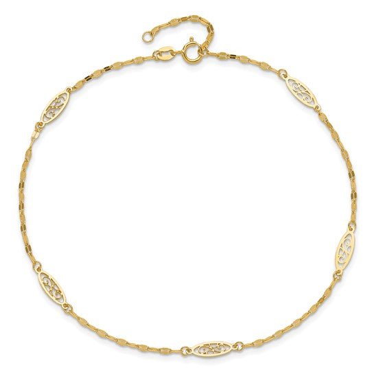 14K Y Gold 10" Filigree Ankle Bracelet - Walter Bauman Jewelers