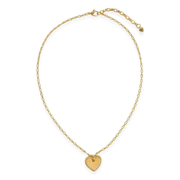 Brass YGP CZ 20" Paperclip Chain with Heart Pendant - Walter Bauman Jewelers