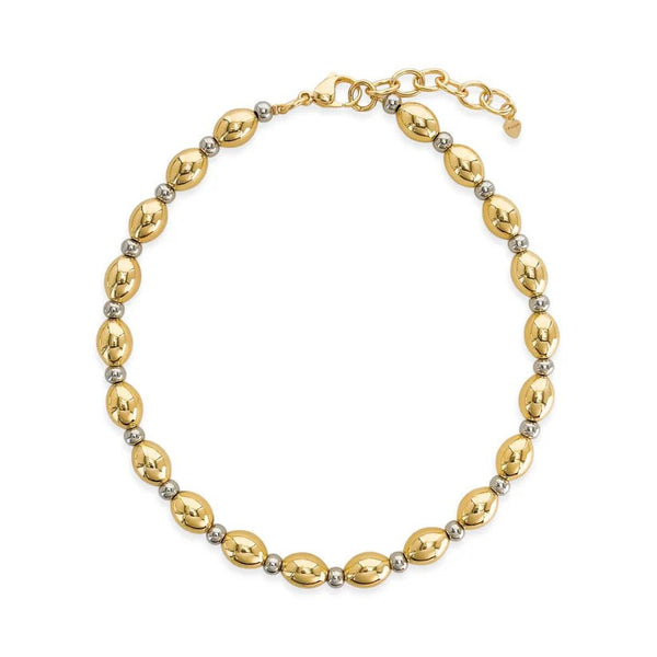 Brass YGP Two-Tone 18" Oval Bead Necklace - Walter Bauman Jewelers