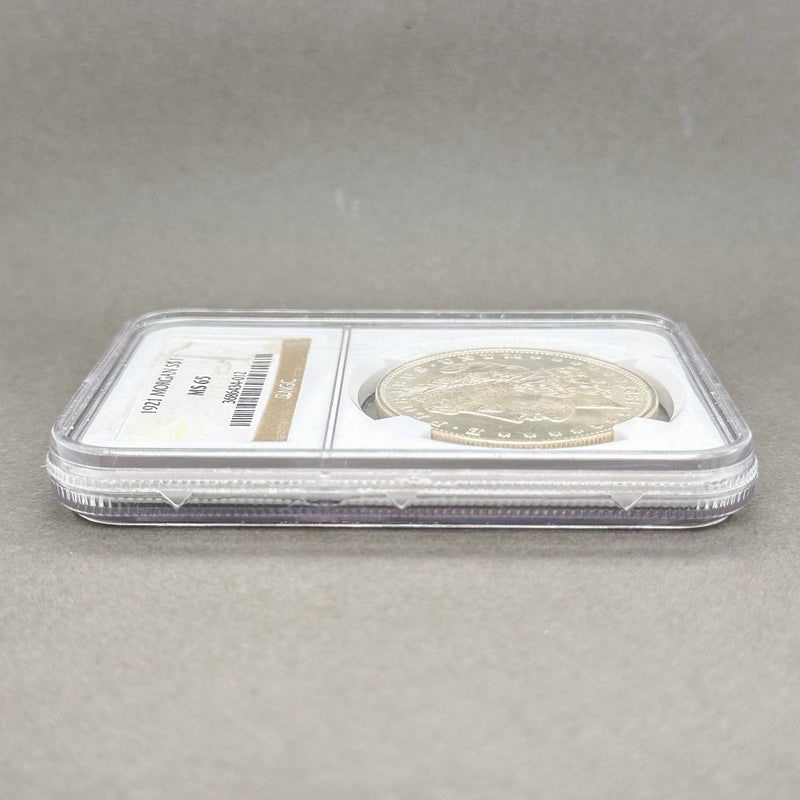Estate 0.900 Fine Silver 1921 $1 Morgan Dollar NGC MS65 - Walter Bauman Jewelers