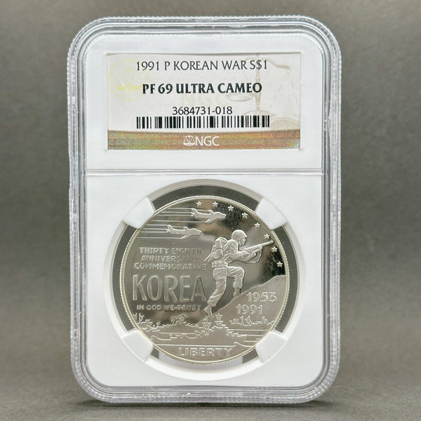 Estate 0.900 Fine Silver 1991 P Korean War s$1 Coin NGC PF69 - Walter Bauman Jewelers