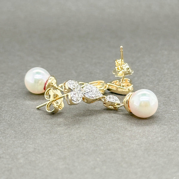 Estate 14K Y Gold 0.27ctw G-H/SI2 Diamond & Akoya Pearl Drop Earrings - Walter Bauman Jewelers
