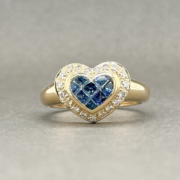 Estate 14K Y Gold 0.41ctw Sapphire & 0.26ctw H/SI1-2 Diamond Heart Ring - Walter Bauman Jewelers