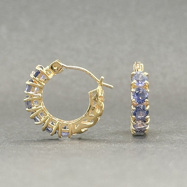 Estate 14K Y Gold 1.68ctw Tanzanite Hoop Earrings - Walter Bauman Jewelers