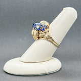 Estate 14K Y Gold 4.57ctw Sapphire & 0.14ctw H/SI1 Diamond Flower Ring - Walter Bauman Jewelers