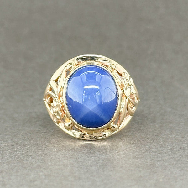 Estate 14K Y Gold 6.98ct Lab Star Sapphire Cocktail Ring - Walter Bauman Jewelers