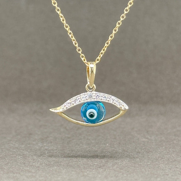 Estate 14Y Gold 0.24ctw CZ Blue Evil Eye Penadant - Walter Bauman Jewelers
