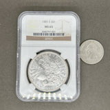 Estate 1881 0.900 Fine Silver Morgan Dollar NGC MS65 - Walter Bauman Jewelers