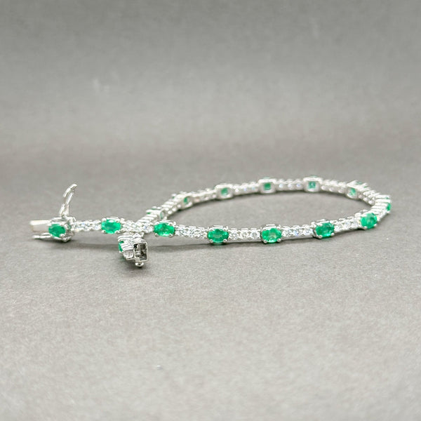 Estate 18K W Gold 2.40ctw Emerald & 1.45ctw H-I/SI1-2 Diamond Bracelet - Walter Bauman Jewelers