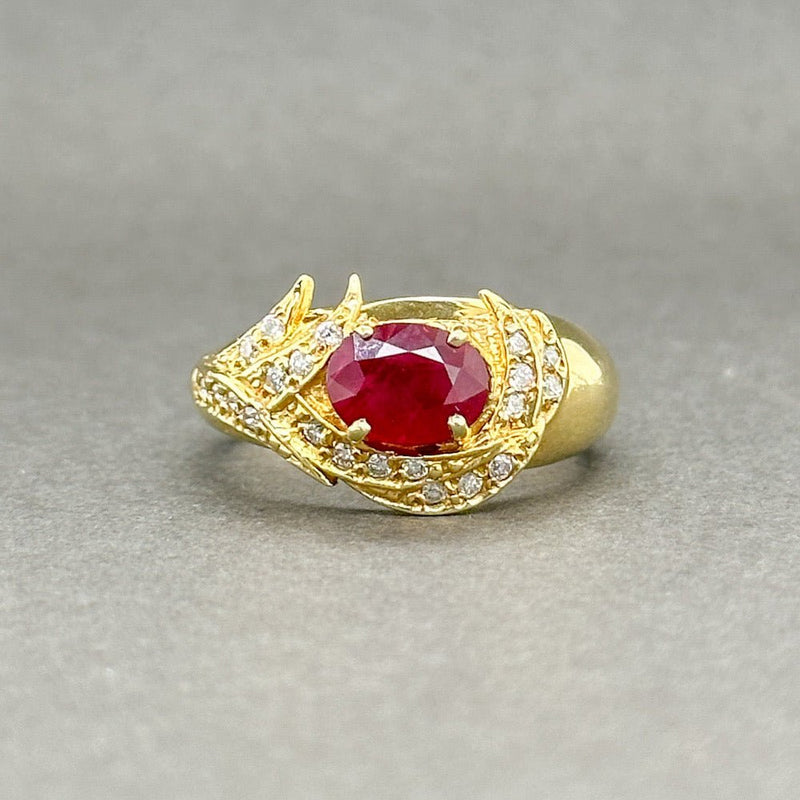 Estate 18K Y Gold 1.37ct Ruby & 0.20ctw H-I/VS1-2 Diamond Ring - Walter Bauman Jewelers