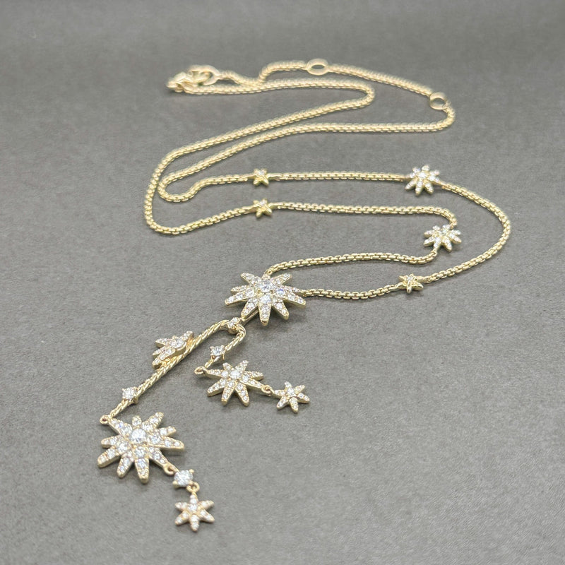 Estate David Yurman 18K Y Gold 1.22ctw G-H/SI1 Diamond Starburst Cluster Y Necklace - Walter Bauman Jewelers