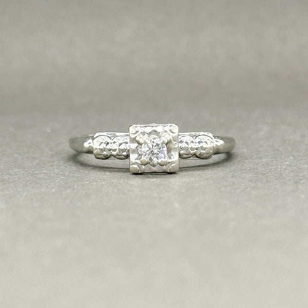Estate Retro 14K W Gold 0.06ct H-I/SI2 Diamond Eng. Ring - Walter Bauman Jewelers