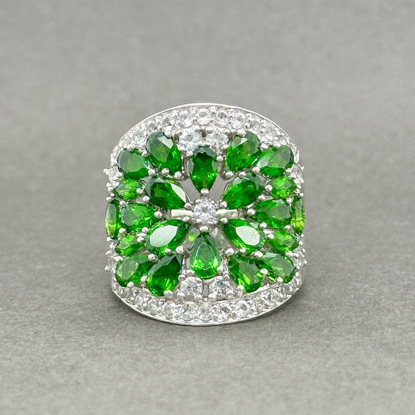 Estate SS Green & White CZ Cocktail Ring - Walter Bauman Jewelers