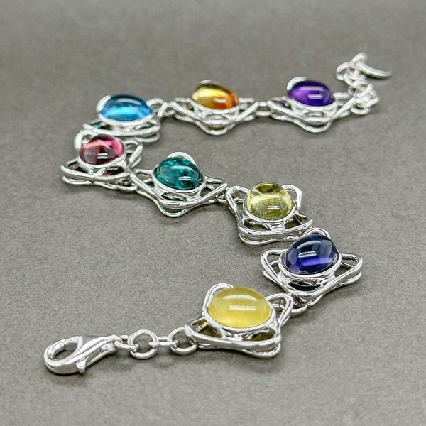 Estate SS Multi Gemstone Link Bracelet - Walter Bauman Jewelers