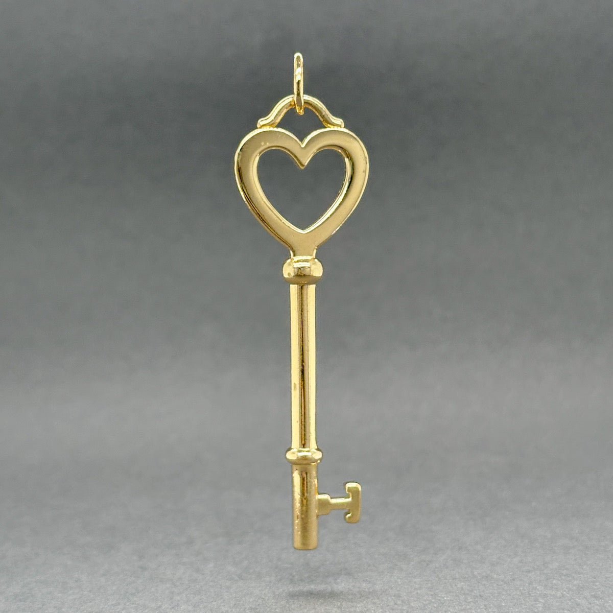 Estate Tiffany 18K Y Gold 2” Heart Key Pendant Walter