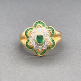 Estate 18K Y Gold 1.08ctw Emerald & 0.16ctw H-I/SI1-2 Diamond Ring