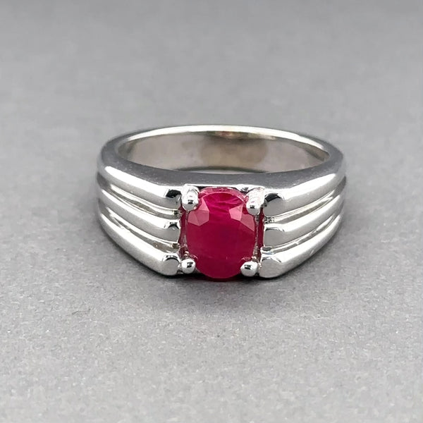 Estate 14K W Gold 1.26ct Lab-Created Ruby Ring