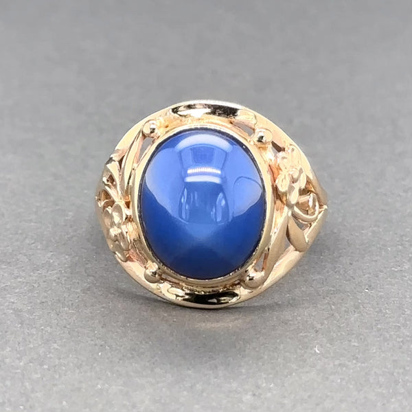 Estate 14K Y Gold 6.98ct Lab Star Sapphire Cocktail Ring
