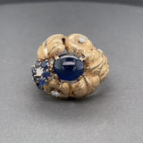 Estate 14K Y Gold 4.57ctw Sapphire & 0.14ctw H/SI1 Diamond Flower Ring