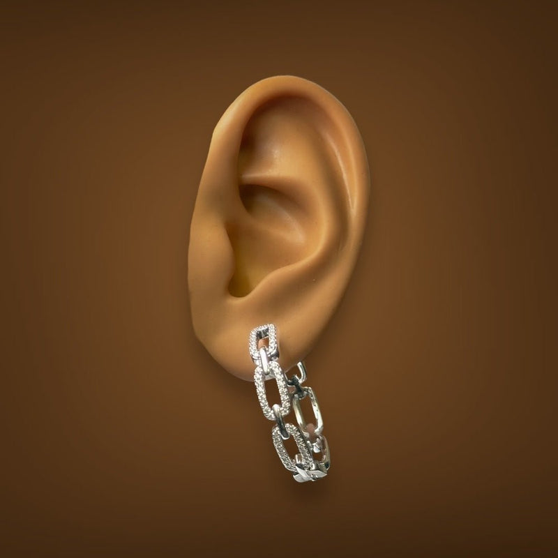 SS Lab-Created CZ Link Hoop Earrings - Walter Bauman Jewelers