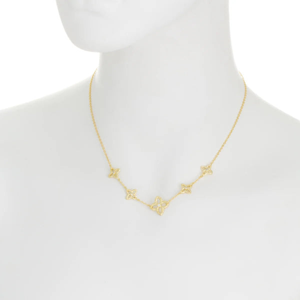 YGP Sterling 16" CZ Flower Necklace - Walter Bauman Jewelers