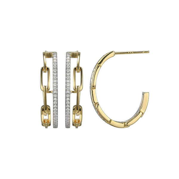 YGP Sterling CZ Paperclip Double Hoop Earrings - Walter Bauman Jewelers