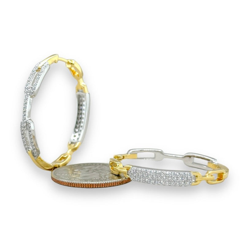YGP Sterling CZ Reversible Paperclip Hoop Earrings - Walter Bauman Jewelers