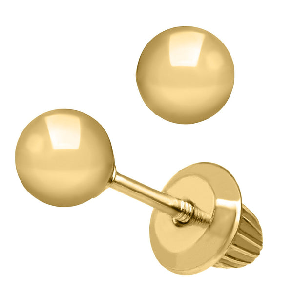 14K 4mm Gold Ball Baby Studs - Walter Bauman Jewelers