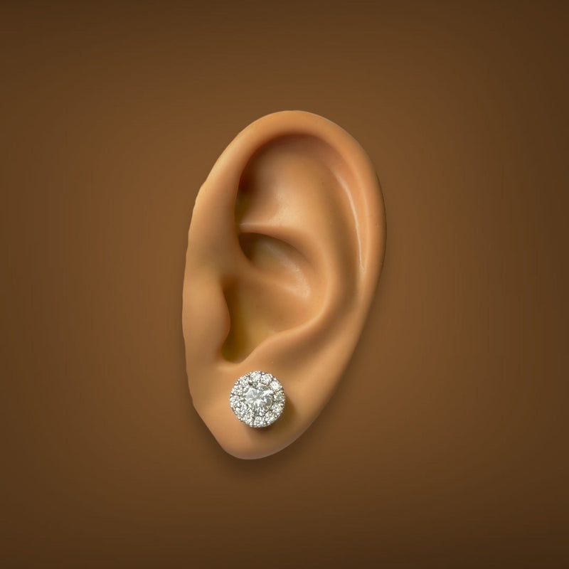 14K W Gold 1.54ctw G/VS1 Lab-Created Diamond Halo Earrings - Walter Bauman Jewelers