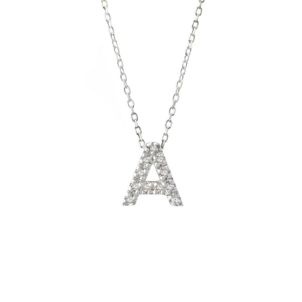 14K W Gold Diamond Initial A Necklace - Walter Bauman Jewelers