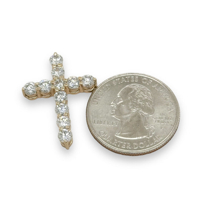 14K Y Gold E/VS1 2ctw Lab-Created Diamond Cross - Walter Bauman Jewelers
