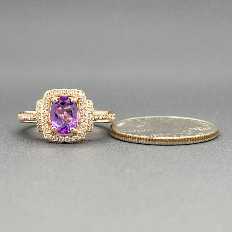 Estate 14K R Gold 0.81ct Amethyst & 0.36cttw I-J/SI1-2 Diamond Ring - Walter Bauman Jewelers