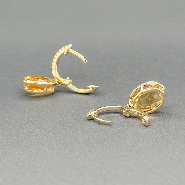 Estate 14K Y Gold 3.80cttw Citrine & 0.12cttw G/SI1 Diamond and Oval Citrine Earrings - Walter Bauman Jewelers