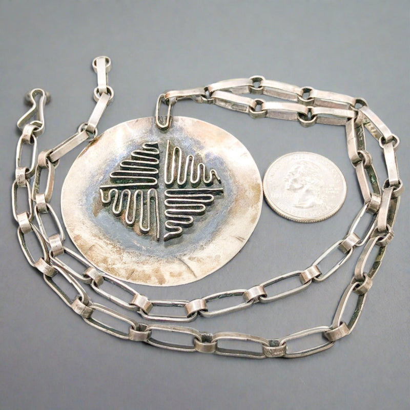 Estate Sterling Silver Medallion Necklace - Walter Bauman Jewelers