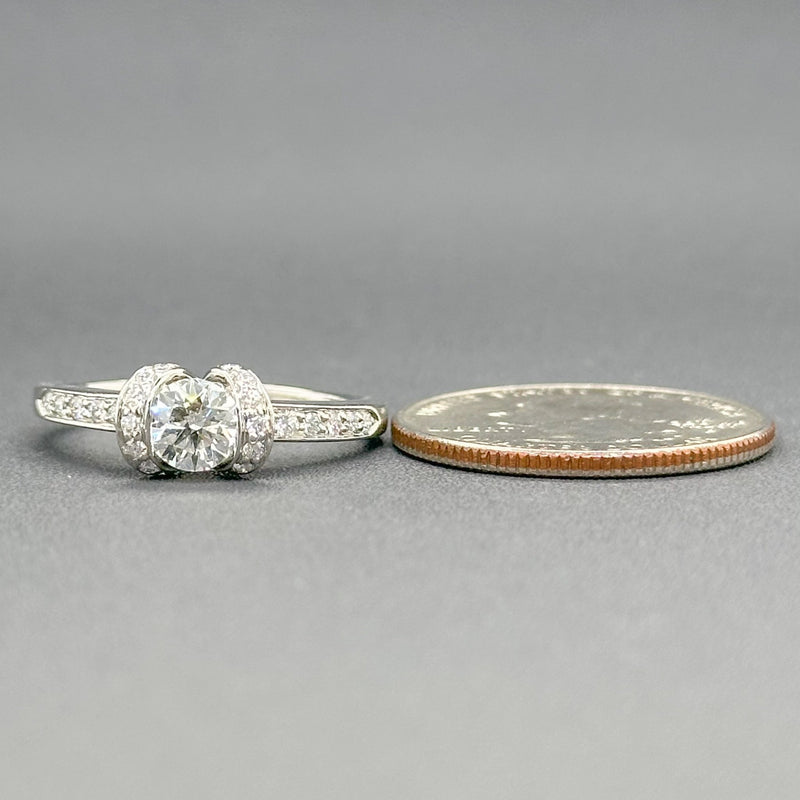 Estate Tiffany & Co. Platinum 0.92cttw F-G/VVS2-VS1 Diamond Ribbon Eng. Ring - Walter Bauman Jewelers