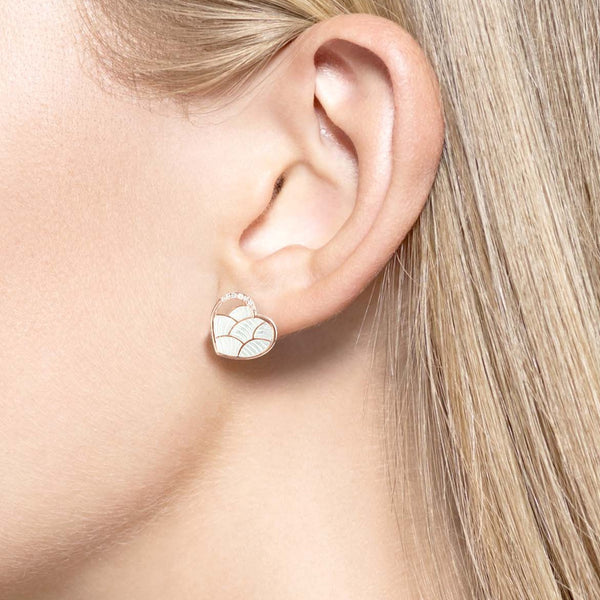RGP Sterling White Heart Stud Earrings with White Sapphires - Walter Bauman Jewelers