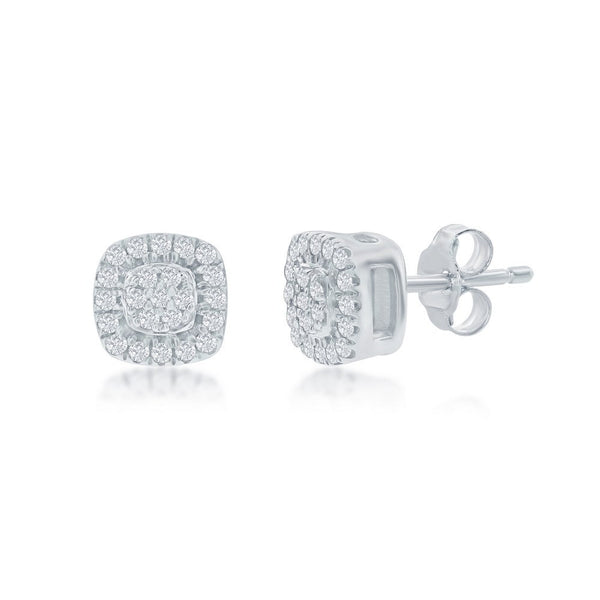 SS 0.09ctw Square Diamond Stud Earrings - Walter Bauman Jewelers