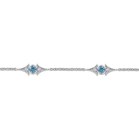 SS 7" 0.66ctw Blue Topaz Station Bracelet - Walter Bauman Jewelers