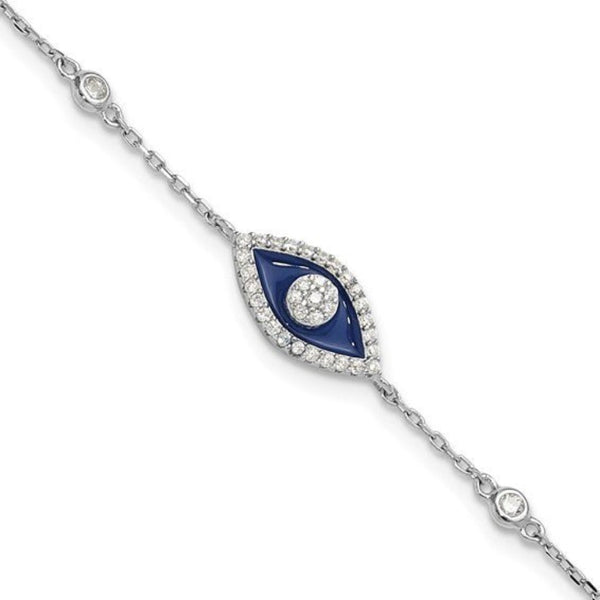 SS CZ Blue Enamel Eye Bracelet - Walter Bauman Jewelers