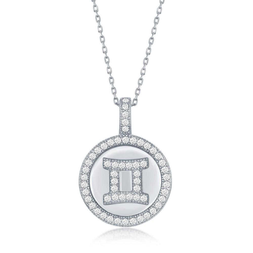 Pendentif Gémeaux En Argent Sterling 925 Avec Zircone Cubique - 18 Pouces - Neuf Avec étiquettes