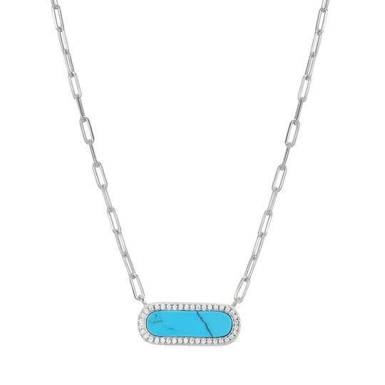 SS CZ Synthetic Turquoise Necklace - Walter Bauman Jewelers