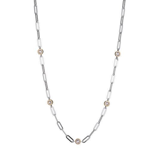 SS TT CZ 17" Paper Clip Necklace - Walter Bauman Jewelers