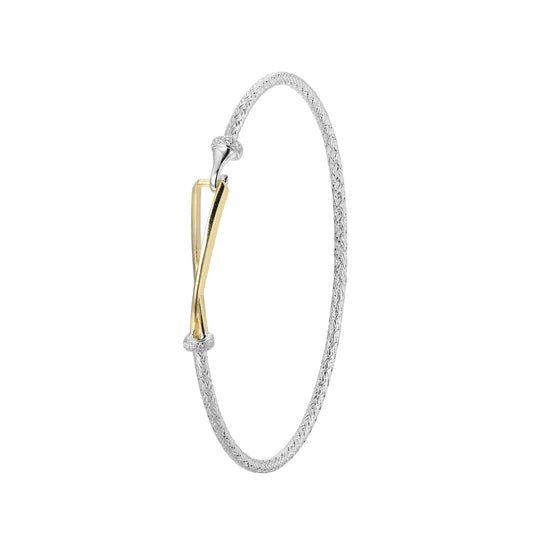 SS Two-Tone CZ Mesh Bracelet with Triangular Clasp - Walter Bauman Jewelers