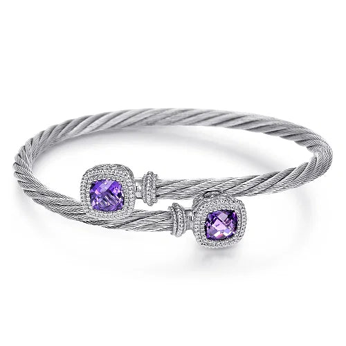STS Sterling 3.07ctw Amethyst Bangle Bracelet - Walter Bauman Jewelers